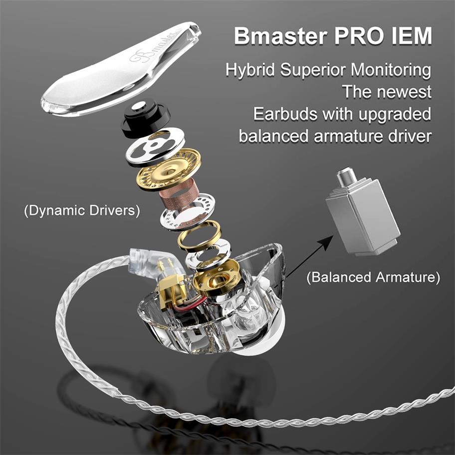 BASN Bmaster PRO 2-Pin Triple Drivers In Ear Monitor Headphones (White
