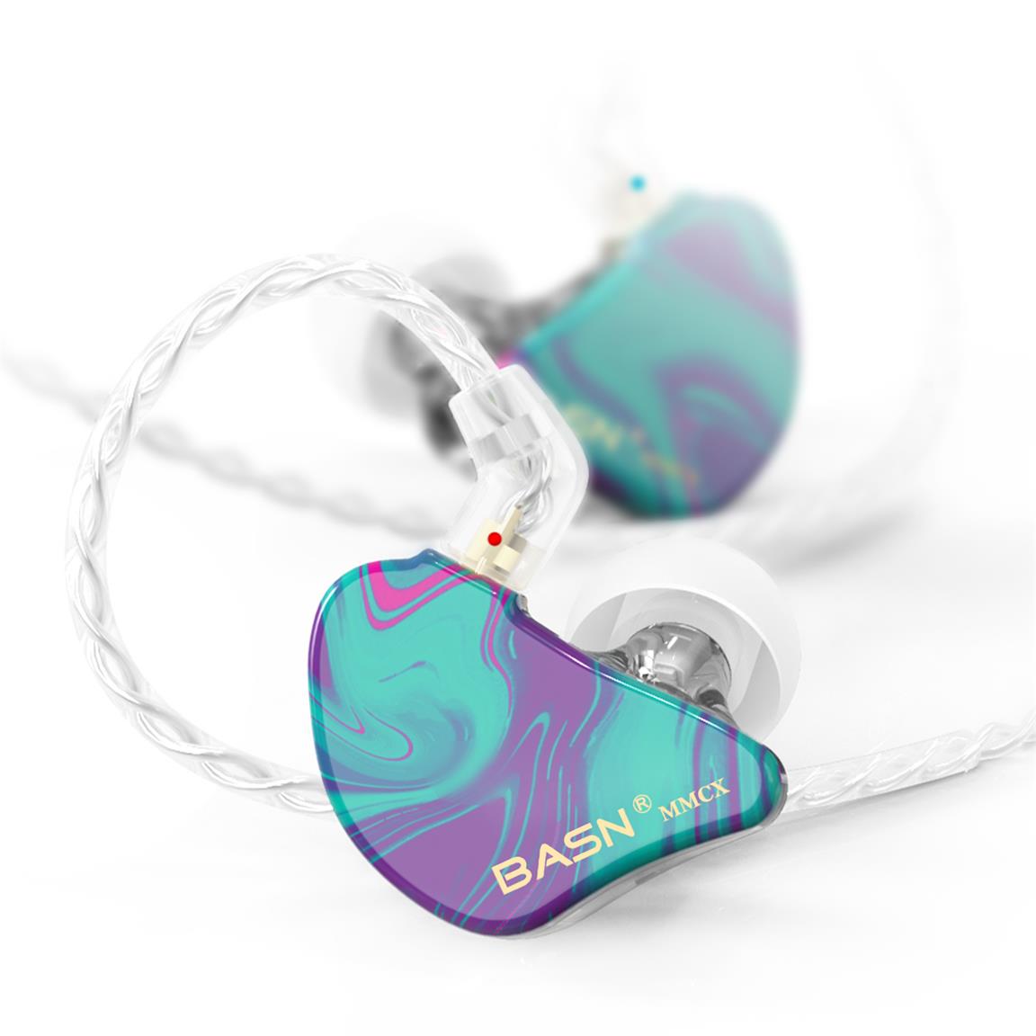 BASN MMCX Triple Driver In Ear Monitor Headphones (Purple Aurora)