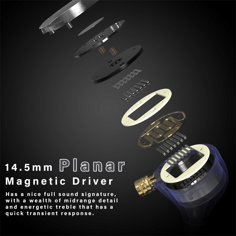 In ear top planar magnetic earphones