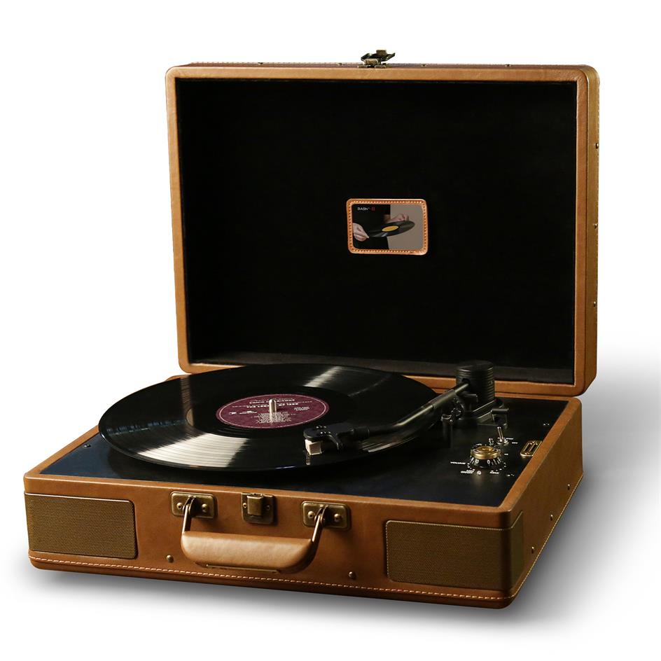 Vintage Dark Brown Wood Vinyl Record Holder