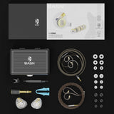 BASN ASONE 14.2mm Planar Driver in-Ear Monitors Earphone with Two Detachable MMCX Cables for Musicians Drummers Bass Players Singers(Crystal) basn in ear monitor headphone for musician singer drummer shure iem westone earphone KZ in ear sennheiser custom in ear factory and manufacturer