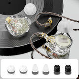BASN ASONE 14.2mm Planar Driver in-Ear Monitors Earphone with Two Detachable MMCX Cables for Musicians Drummers Bass Players Singers(Crystal) basn in ear monitor headphone for musician singer drummer shure iem westone earphone KZ in ear sennheiser custom in ear factory and manufacturer