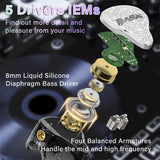 BASN Bmaster5 MMCX connector in Ear Monitors, 1DLC Diaphragm+4BA 5 Drivers IEM Earphones with Silver-Plated OFC Cable, Noise Isolation Wired Earbuds for Musicians shure basn in ear monitor headphone for musician singer drummer shure iem westone earphone KZ in ear sennheiser custom in ear factory and manufacturer OEM ODM supplier and agent