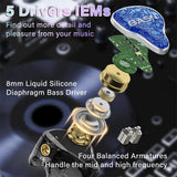 BASN Bmaster5 MMCX connector in Ear Monitors, 1DLC Diaphragm+4BA 5 Drivers IEM Earphones with Silver-Plated OFC Cable, Noise Isolation Wired Earbuds for Musicians shure basn in ear monitor headphone for musician singer drummer shure iem westone earphone KZ in ear sennheiser custom in ear factory and manufacturer OEM ODM supplier and agent
