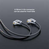 BASN FC100 2-Pin 0.78mm Replaceable Cable basn in ear monitor headphone for musician singer drummer shure iem westone earphone KZ in ear sennheiser custom in ear factory and manufacturer OEM ODM supplier and agent