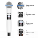 Condenser XLR Microphone Suitable for Recording, Podcasting, Singing, Streaming, and Gaming
Handheld Wireless Microphone System with UHF Dual Channel, Karaoke Handheld Mic for Singing, Wedding, DJ, Party, Speech, Church