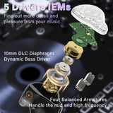 BASN Bmaster5 in Ear Monitors, 1DLC Diaphragm+4BA 5 Drivers IEM Earphones with Silver-Plated OFC Cable, Noise Isolation Wired Earbuds for Musicians basn in ear monitor headphone for musician singer drummer shure iem westone earphone KZ in ear sennheiser custom in ear factory and manufacturer OEM ODM supplier