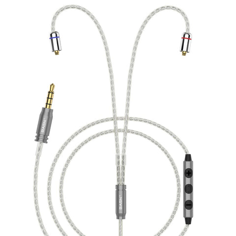 BASN FC200 Inline Mic MMCX Connector Detachable Replaceable Cables basn in ear monitor headphone for musician singer drummer shure iem westone earphone KZ in ear sennheiser custom in ear factory and manufacturer