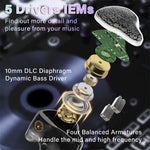BASN Bmaster5 in Ear Monitors, 1DLC Diaphragm+4BA 5 Drivers IEM Earphones with Silver-Plated OFC Cable, Noise Isolation Wired Earbuds for Musicians basn in ear monitor headphone for musician singer drummer shure iem westone earphone KZ in ear sennheiser custom in ear factory and manufacturer OEM ODM supplier