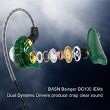 basn bsinger in ear monitors headphones noise isolation earphones dual dynamic drivers comfortable earbuds headsets for musicians singers drummers MMCX Amazing Sound Sturdy and Durable Cables basn in ear monitor headphone for musician singer drummer shure iem westone earphone KZ in ear sennheiser custom in ear factory and manufacturer OEM ODM supplier and agent