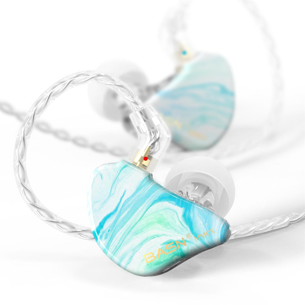 BASN MMCX Triple Driver In Ear Monitor Headphones (Bluish White)