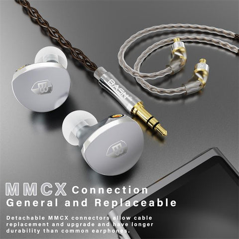 ワイヤレスイヤホン ヘッドホン BASN MTPro 耳モニター 145 mm 平面 HiFi IEM ヘッドフォン CN BASN MTPro 14.5mm Planar HiFi in ear monitor Headphones (Rich Black)