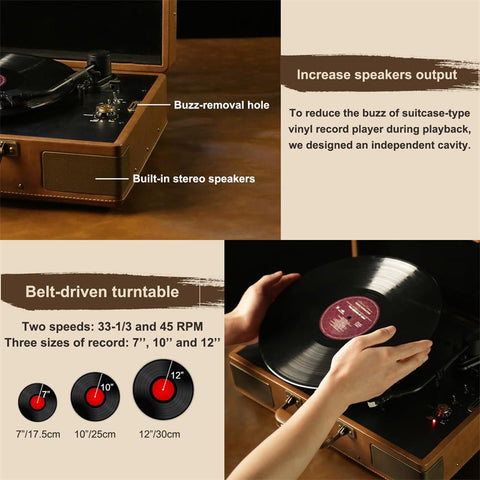 BASN Portable Vinyl Record Player with Audio Technica Magnetic Cartrid