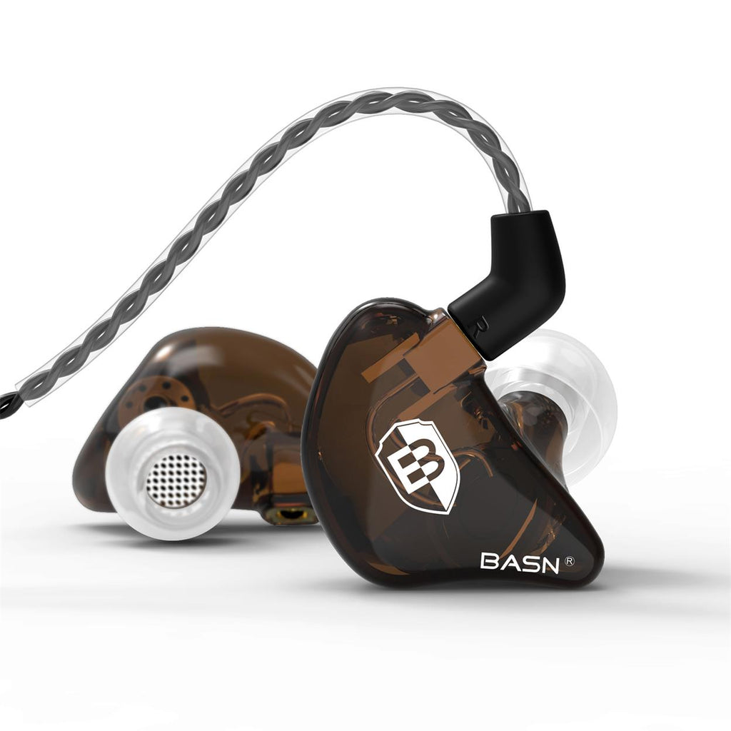 BASN Auriculares profesionales con monitor de oído para cantantes,  bateristas, músicos con conector MMCX Auriculares IEM (Pro Clear Brown)