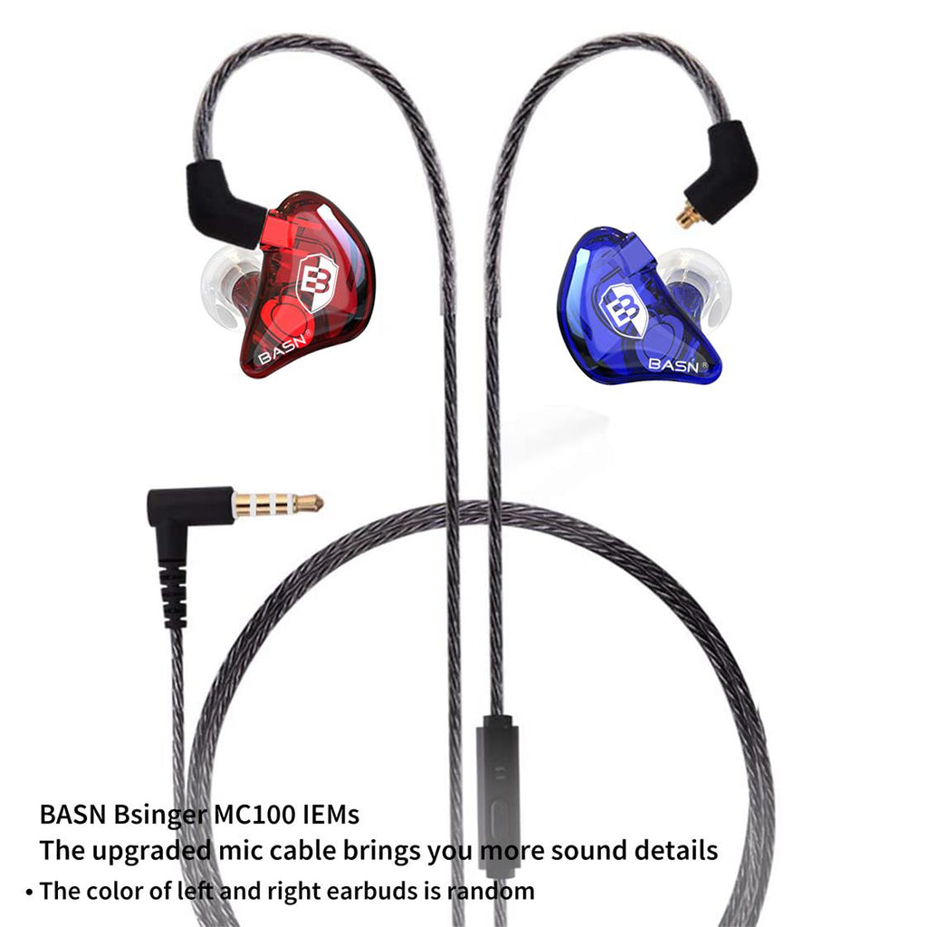 BASN Bsinger BC100 - Auriculares con monitor de oído, ajuste universal,  aislamiento de ruido, auriculares IEM para músicos, cantantes, audiófilos  de