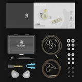 BASN ASONE 14.2mm Planar Driver in-Ear Monitors Earphone with Two Detachable MMCX Cables for Musicians Drummers Bass Players Singers(Grey)basn in ear monitor headphone for musician singer drummer shure iem westone earphone KZ in ear sennheiser custom in ear factory and manufacturer 