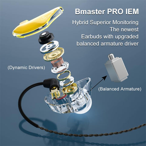 BASN Bmaster PRO Triple Drivers In Ear Monitor Headphones (Golden-Blac